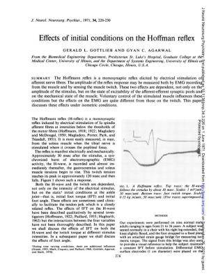 Effects of Initial Conditions on the Hoffman Reflex