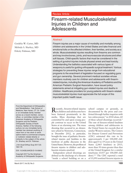 Firearm-Related Musculoskeletal Injuries in Children and Adolescents