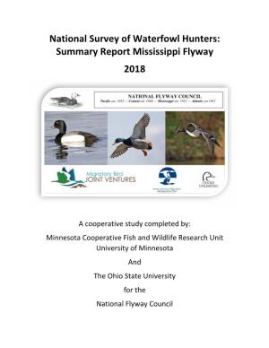 National Survey of Waterfowl Hunters: Summary Report Mississippi Flyway 2018