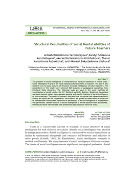 Structural Peculiarities of Social Mental Abilities of Future Teachers