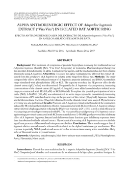 ALPHA ANTIADRENERGIC EFFECT of Achyrocline Bogotensis EXTRACT (“Vira Vira”) in ISOLATED RAT AORTIC RING