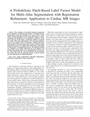 A Probabilistic Patch-Based Label Fusion Model for Multi-Atlas Segmentation with Registration Refinement: Application to Cardiac