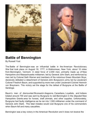 Battle of Bennington | Facts, History, Summary, Battlefield