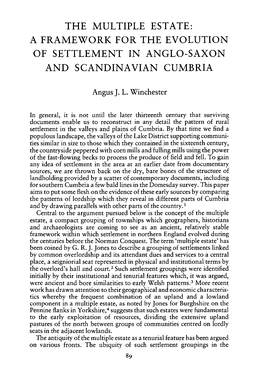 The Multiple Estate: a Framework for the Evolution of Settlement in Anglo-Saxon and Scandinavian Cumbria