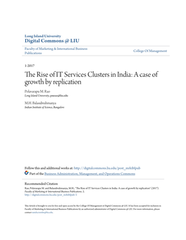 The Rise of IT Services Clusters in India: a Case of Growth by Replication Polavarapu M