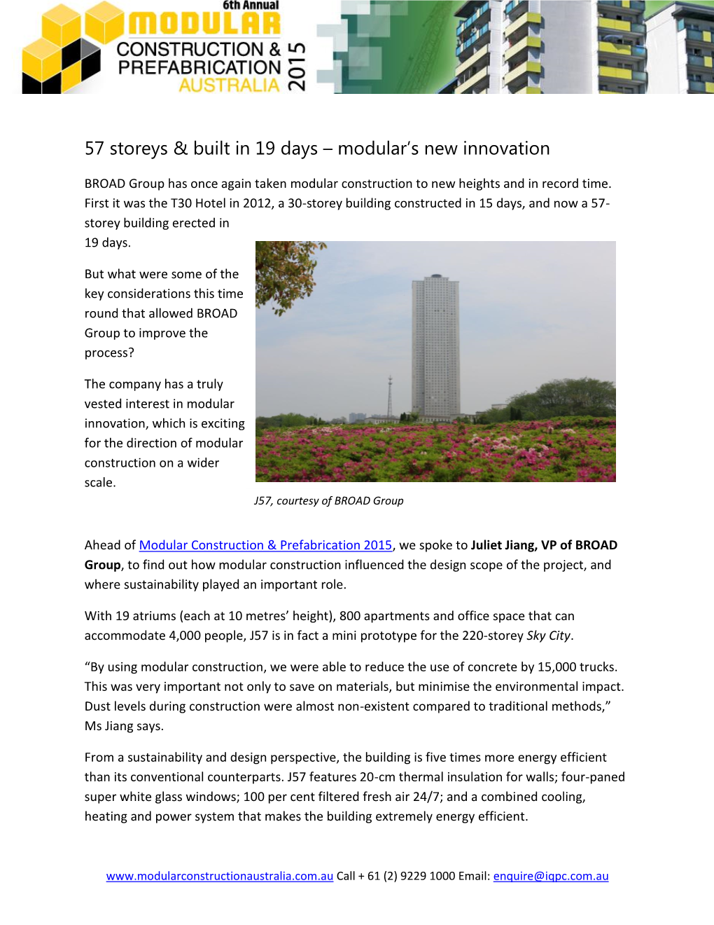 57 Storeys & Built in 19 Days – Modular's New Innovation