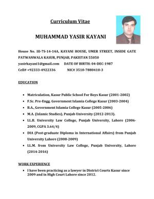 Muhammad Yasir Kayani