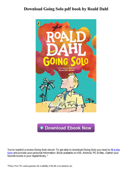 Download Going Solo Pdf Ebook by Roald Dahl