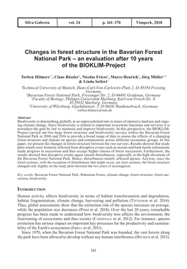 Changes in Forest Structure in the Bavarian Forest National Park – an Evaluation After 10 Years of the BIOKLIM-Project