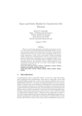 Inner and Outer Models for Constructive Set Theories