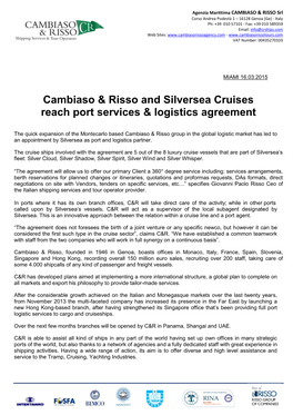 Cambiaso & Risso and Silversea Cruises Reach Port Services
