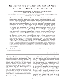 Ecological Flexibility of Brown Bears on Kodiak Island, Alaska