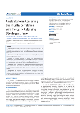 Ameloblastoma Containing Ghost Cells: Correlation with the Cystic Calcifying Odontogenic Tumor
