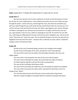Texts: Isaiah 43:1-7 • Psalm 29 • Acts 8:14-17 • Luke 3:15-17, 21-22