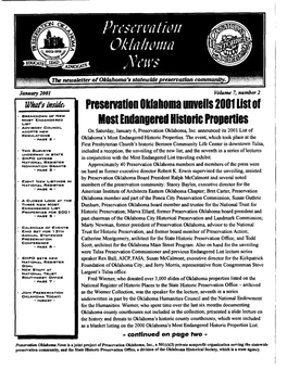 Presetvation Oklahoma Unveils 2001 List Of