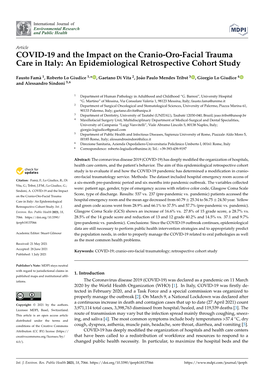 COVID-19 and the Impact on the Cranio-Oro-Facial Trauma Care in Italy: an Epidemiological Retrospective Cohort Study