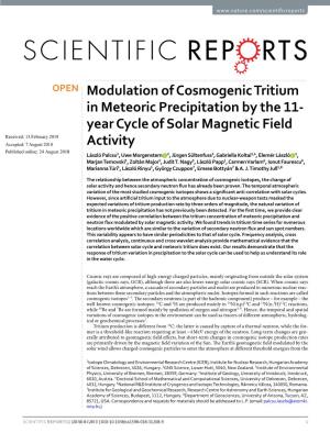 Modulation of Cosmogenic Tritium in Meteoric Precipitation by the 11