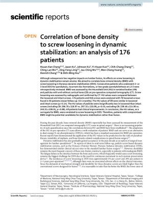 Correlation of Bone Density to Screw Loosening in Dynamic Stabilization