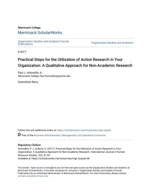 Practical Steps for the Utilization of Action Research in Your Organization: a Qualitative Approach for Non-Academic Research