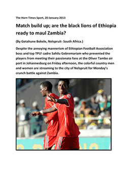 Are the Black Lions of Ethiopia Y to Maul Zambia?