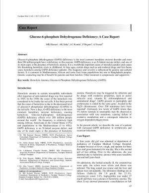 Glucose-6-Phosphate Dehydrogenase Deficiency: a Case Report