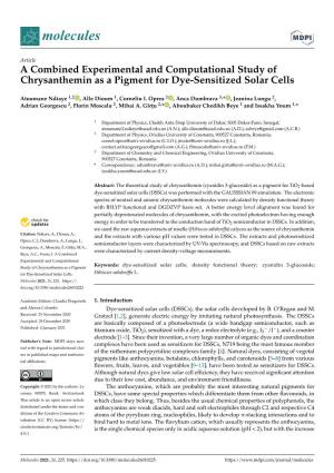 A Combined Experimental and Computational Study of Chrysanthemin As a Pigment for Dye-Sensitized Solar Cells