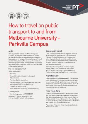 How to Travel on Public Transport to and from Melbourne University – Parkville Campus