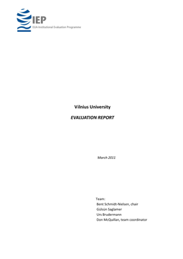Vilnius University Institutional Evaluation Report