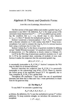 Algebraic K-Theory and Quadratic Forms