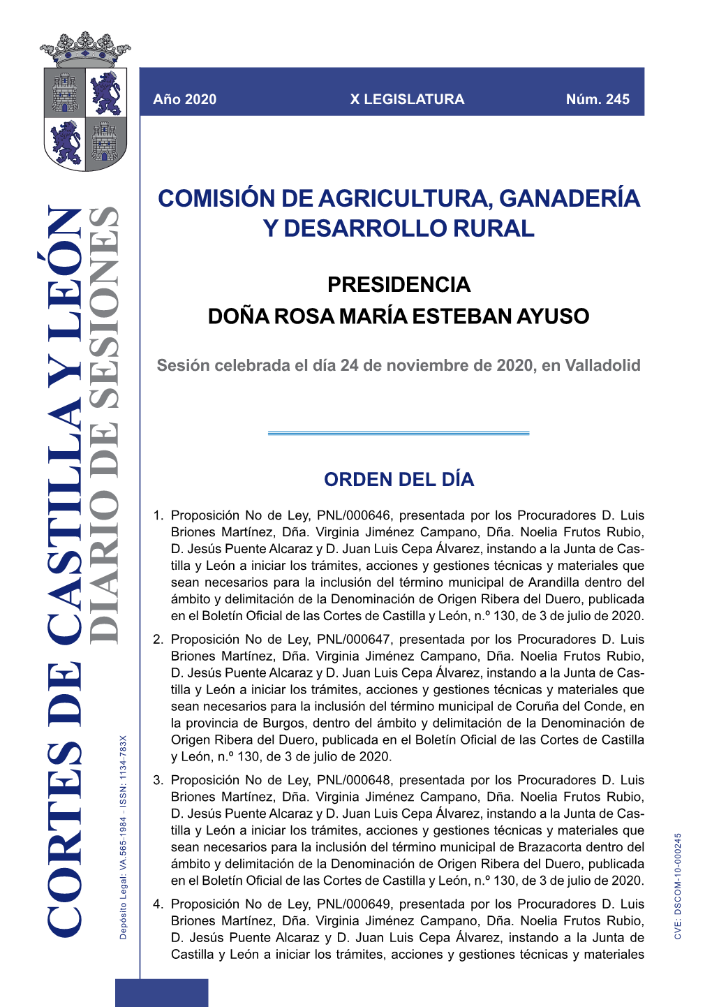 Comisión De Agricultura, Ganadería Y Desarrollo Rural, 24 De Noviembre