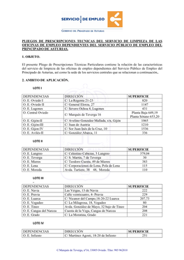 Pliegos De Prescripciones Tecnicas Del Servicio De Limpieza De Las Oficinas De Empleo Dependientes Del Servicio Público De Empleo Del Principado De Asturias