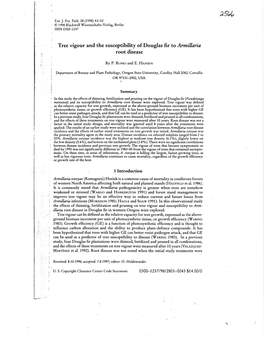 Tree Vigour and the Susceptibility of Douglas Fir to Annillaria Root Disease