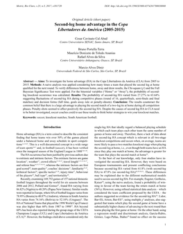 Second-Leg Home Advantage in the Copa Libertadores Da América (2005-2015)