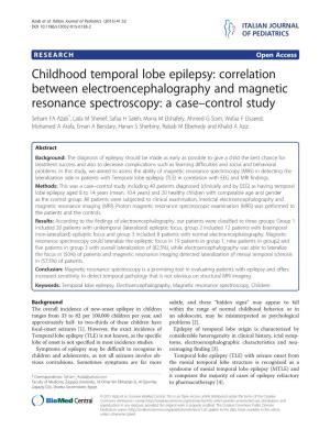 Childhood Temporal Lobe Epilepsy: Correlation Between