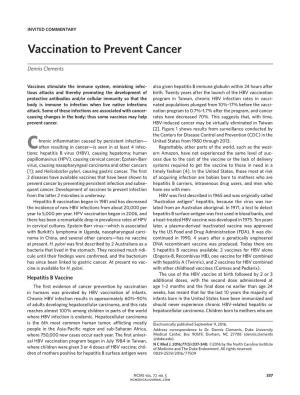 Vaccination to Prevent Cancer