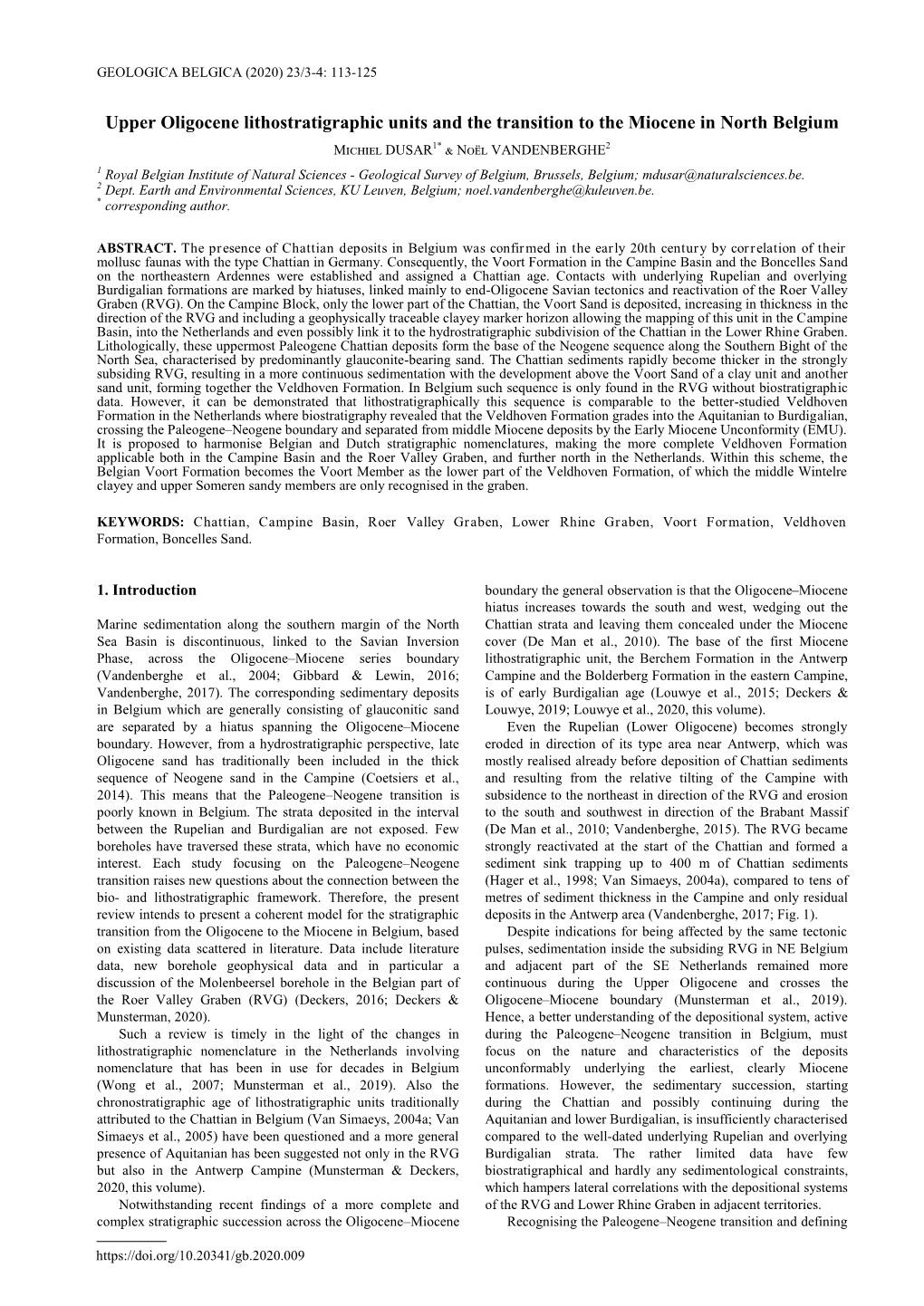 Upper Oligocene Lithostratigraphic Units and the Transition to The