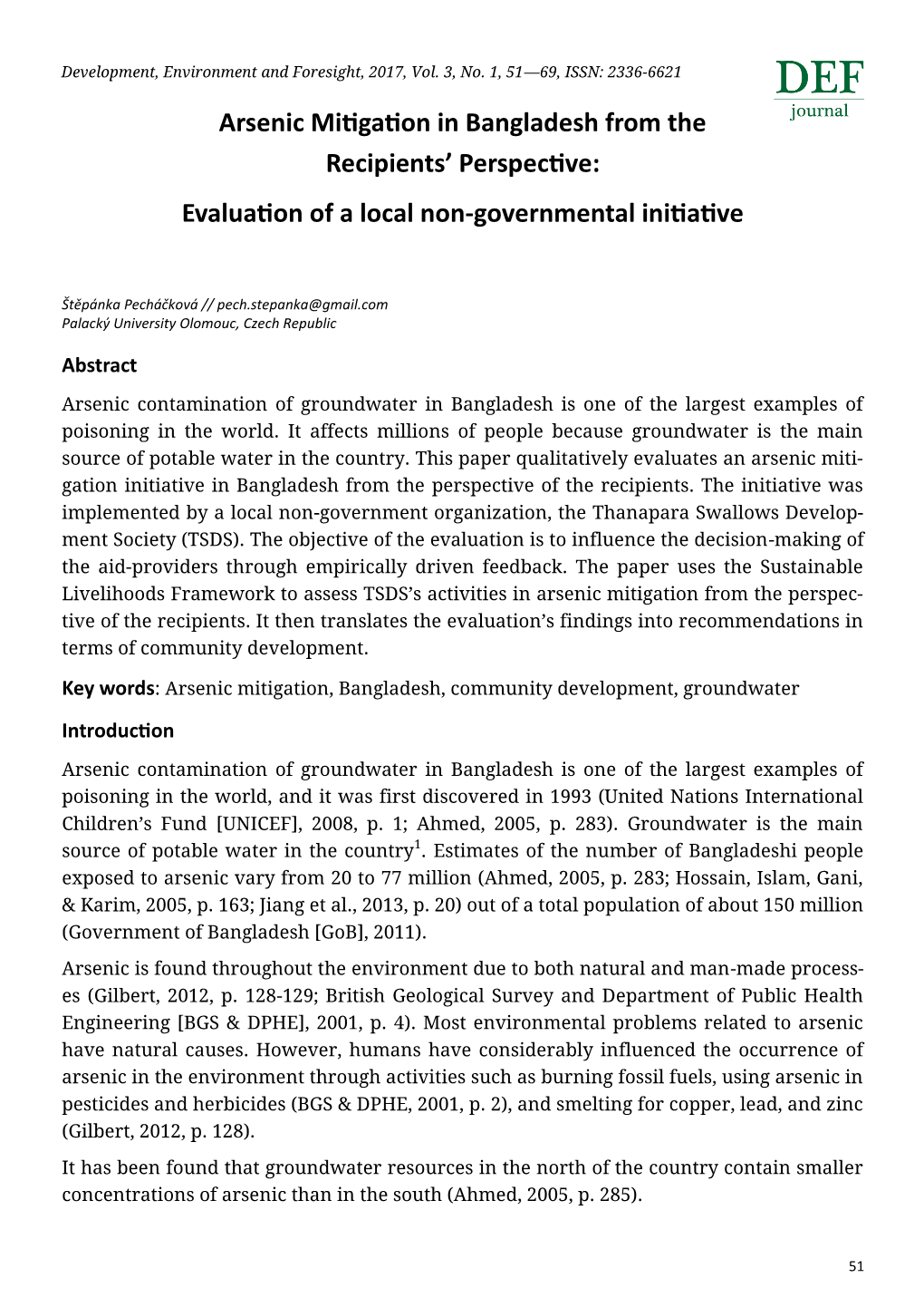 Arsenic Mitigation in Bangladesh from the Recipients' Perspective