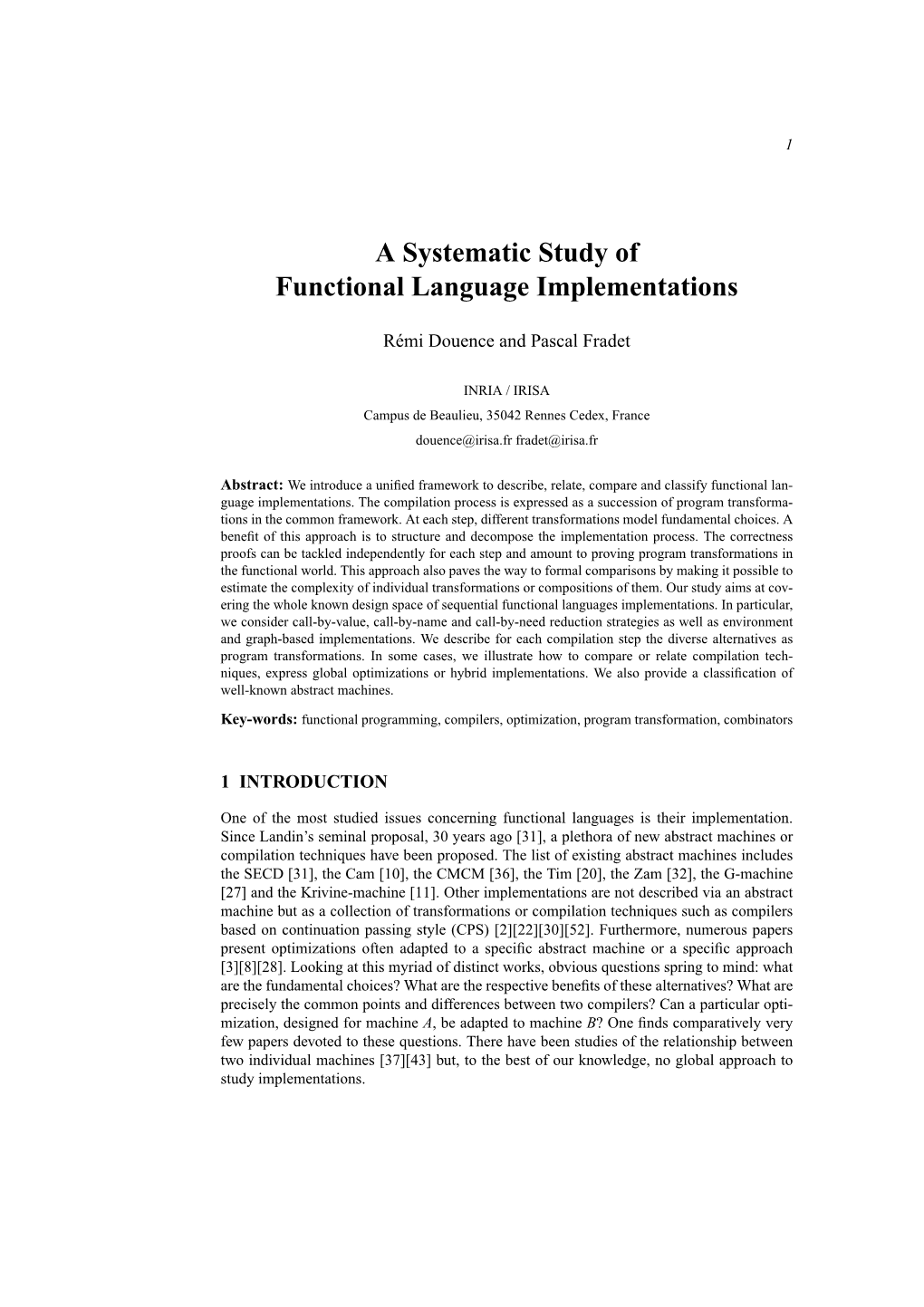 A Systematic Study of Functional Language Implementations