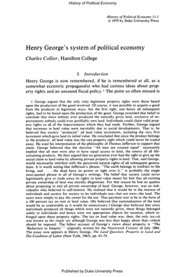 Henry George's System of Political Economy