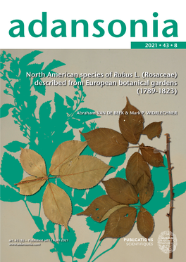 North American Species of Rubus L. (Rosaceae) Described from European Botanical Gardens (1789-1823)