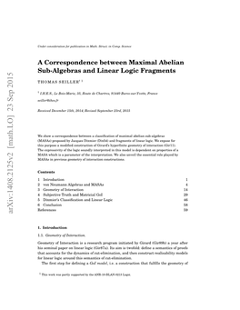 A Correspondence Between Maximal Abelian Sub-Algebras and Linear