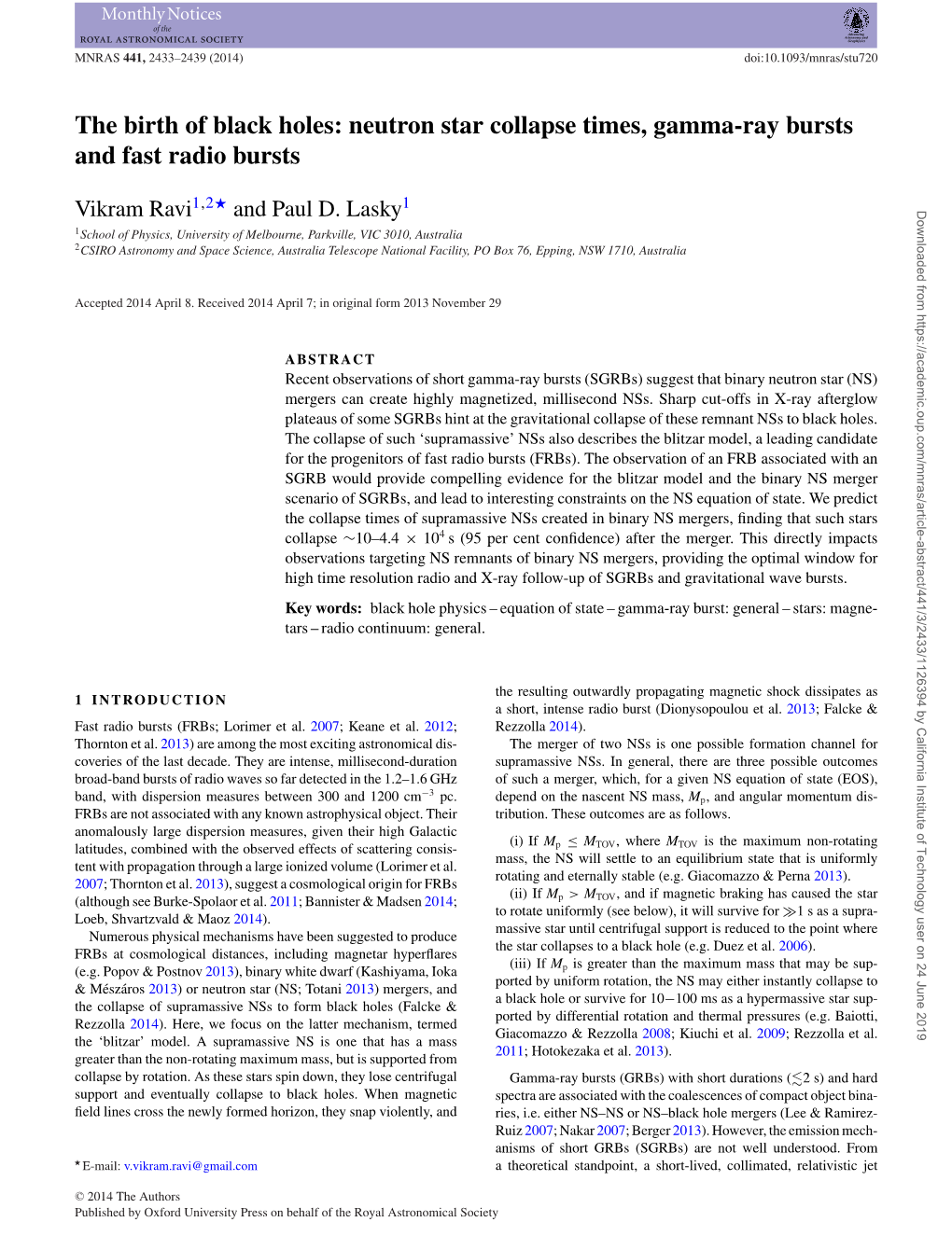 Neutron Star Collapse Times, Gamma-Ray Bursts and Fast Radio Bursts