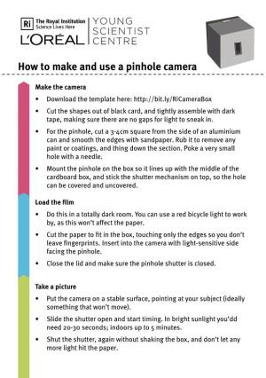How to Make and Use a Pinhole Camera