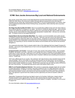 ICYMI: Sara Jacobs Announces Big Local and National Endorsements