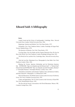 Edward Sa飀: a Bibliography