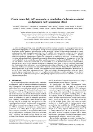 Crustal Conductivity in Fennoscandia—A Compilation of a Database on Crustal Conductance in the Fennoscandian Shield