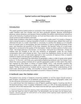 Spatial Justice and Geographic Scales Introduction a Textbook Case