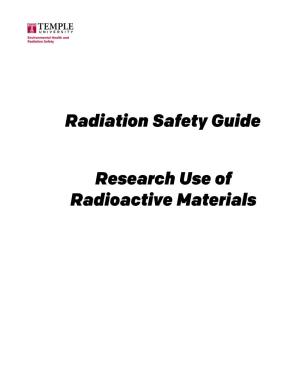 Radiation Safety Guide Research Use of Radioactive Materials