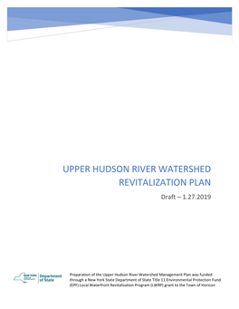 UPPER HUDSON RIVER WATERSHED REVITALIZATION PLAN Draft – 1.27.2019