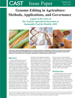 Genome Editing in Agriculture